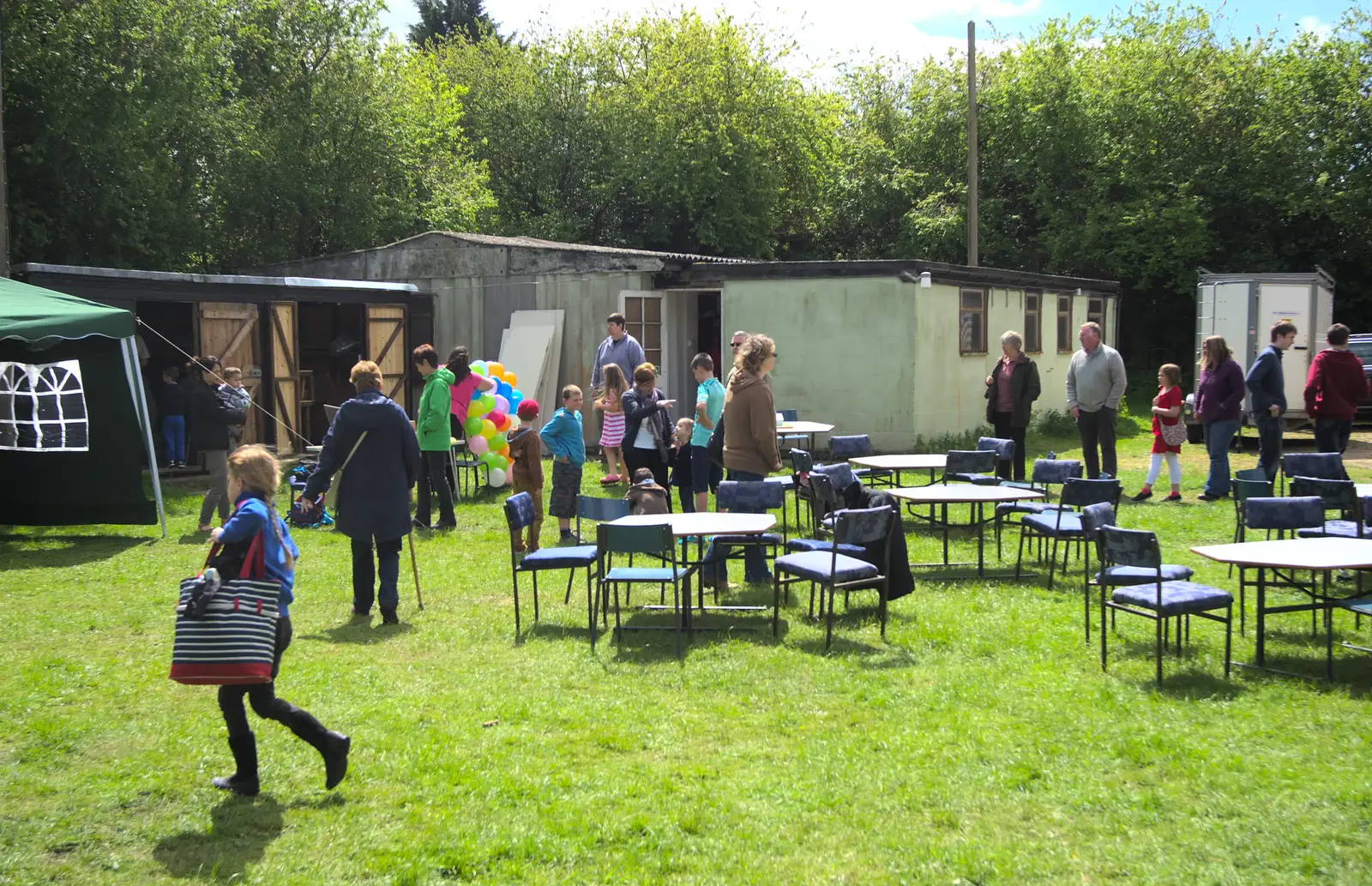 Milling around outside, from Demolishing The 1st Eye Scout Hut, Wellington Road, Eye, Suffolk - 11th May 2013