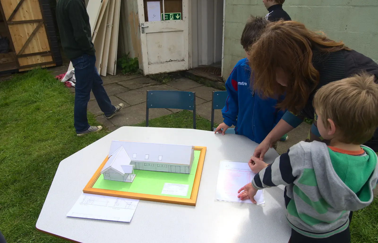 A paper model of the replacement is on display, from Demolishing The 1st Eye Scout Hut, Wellington Road, Eye, Suffolk - 11th May 2013