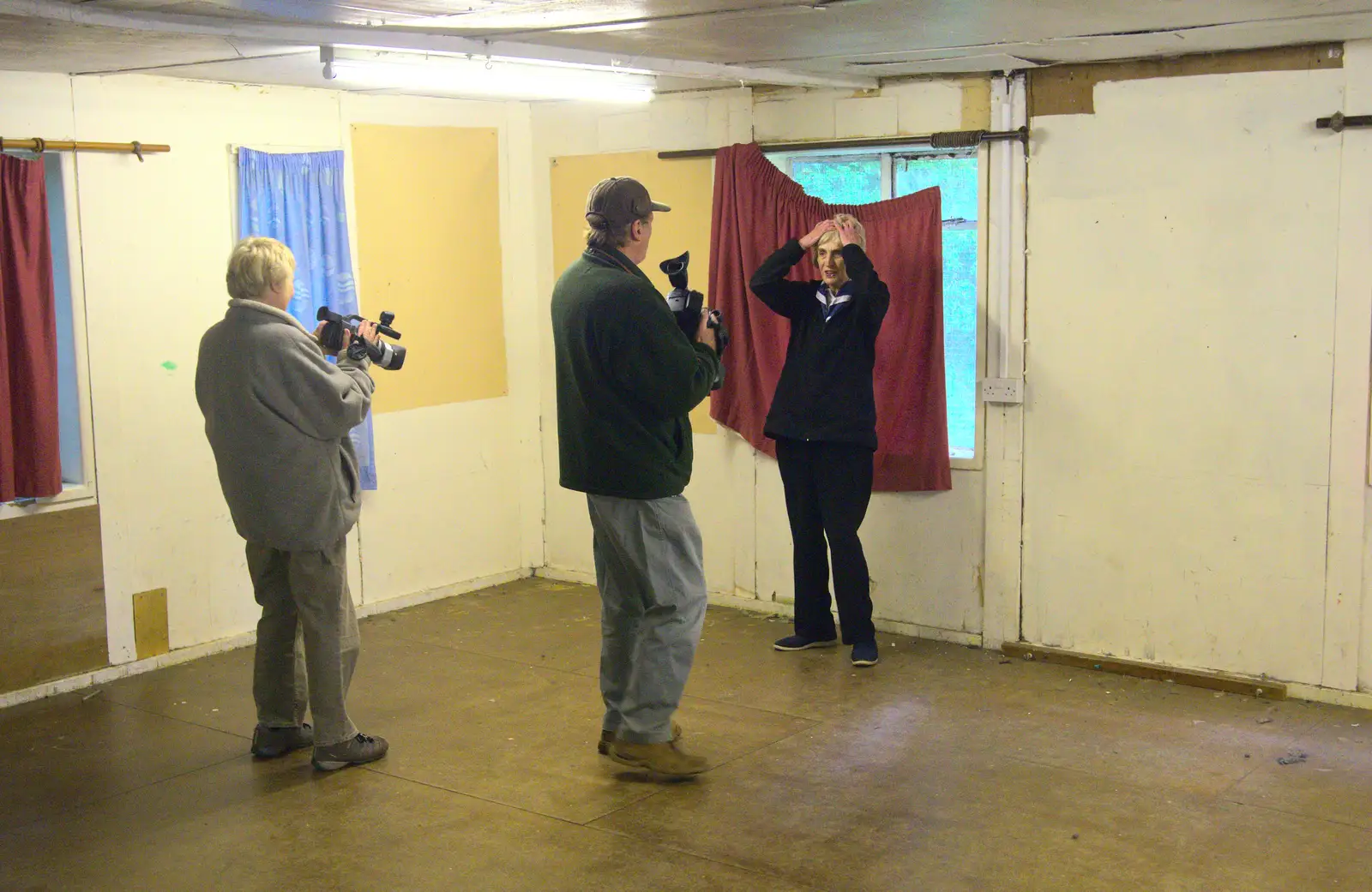 Gov's dad is on hand to video the occasion, from Demolishing The 1st Eye Scout Hut, Wellington Road, Eye, Suffolk - 11th May 2013