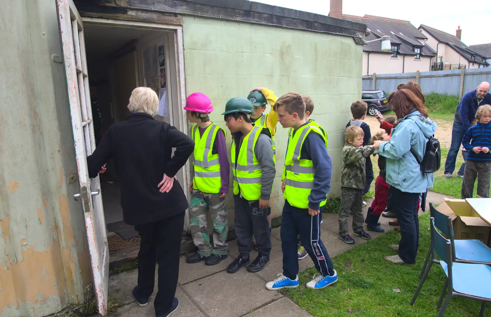 The demolishers are keen to get in, from Demolishing The 1st Eye Scout Hut, Wellington Road, Eye, Suffolk - 11th May 2013