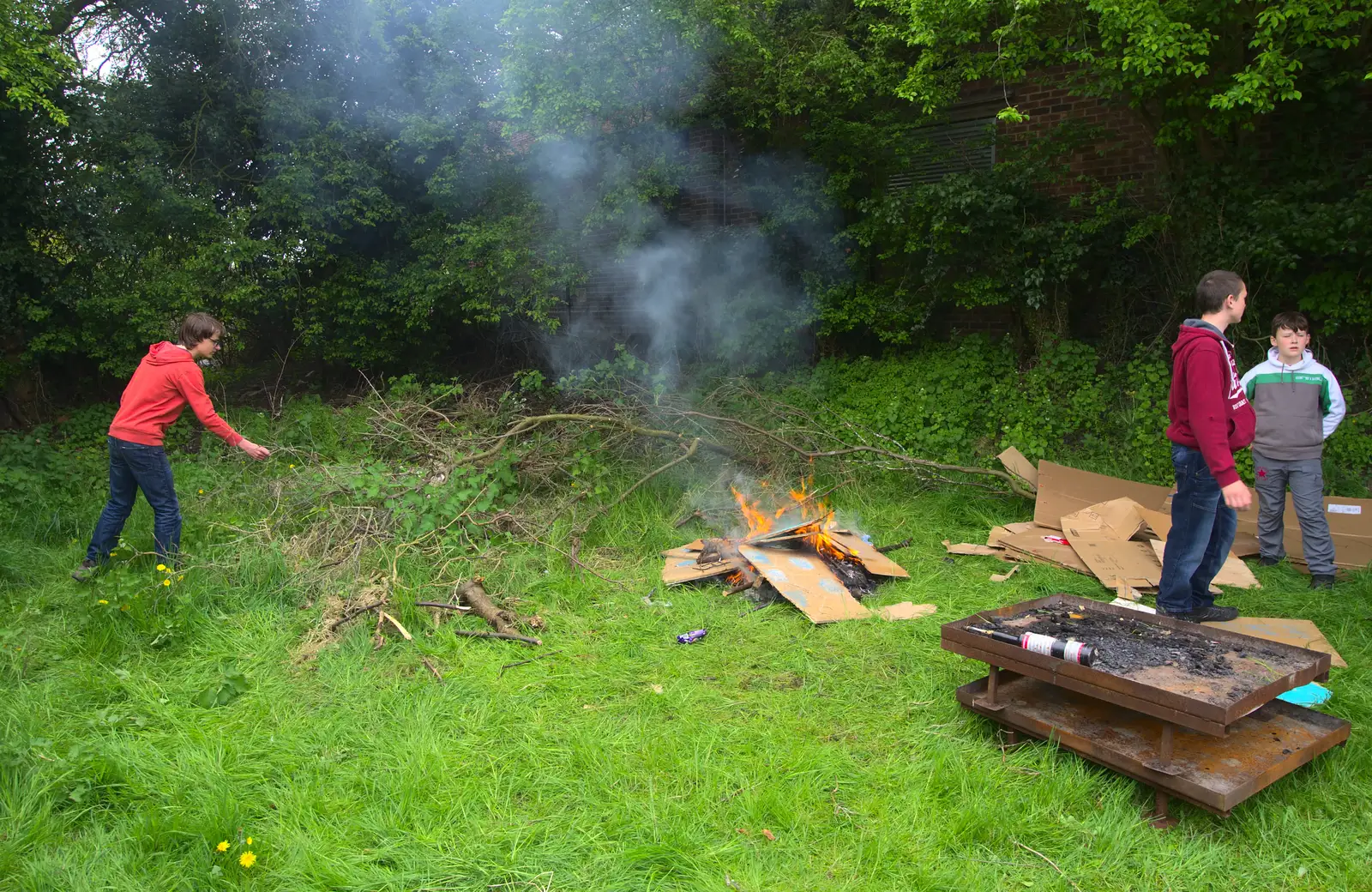 A bonfire scene, from Demolishing The 1st Eye Scout Hut, Wellington Road, Eye, Suffolk - 11th May 2013