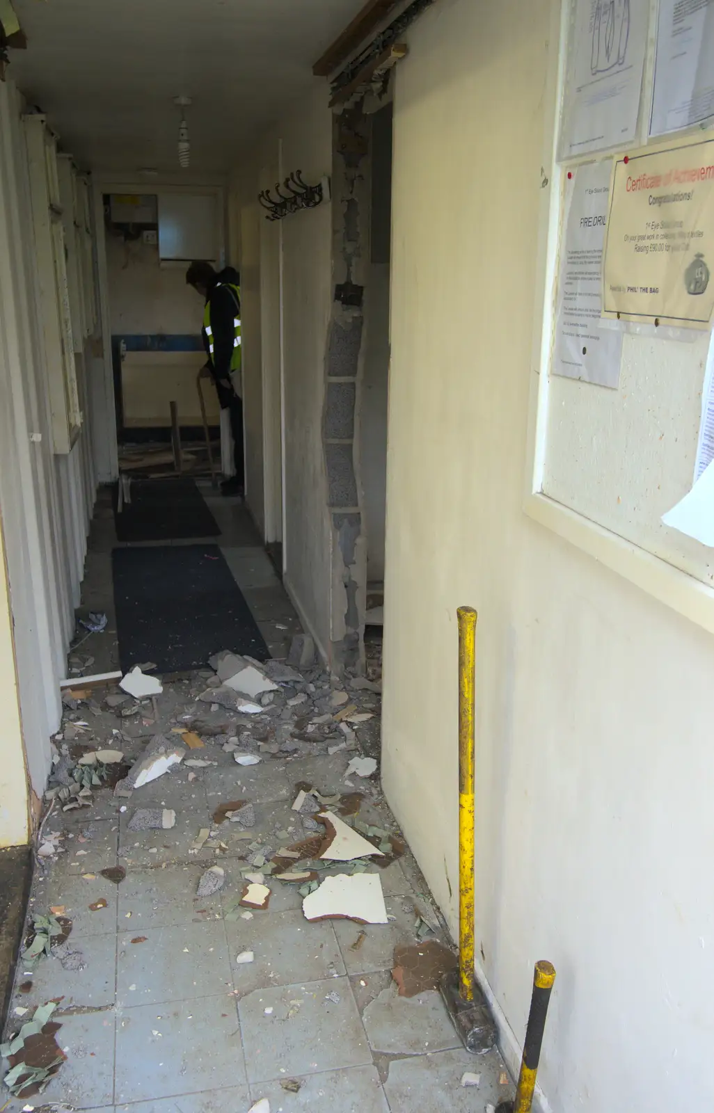 A trail of destruction, and a lump hammer, from Demolishing The 1st Eye Scout Hut, Wellington Road, Eye, Suffolk - 11th May 2013