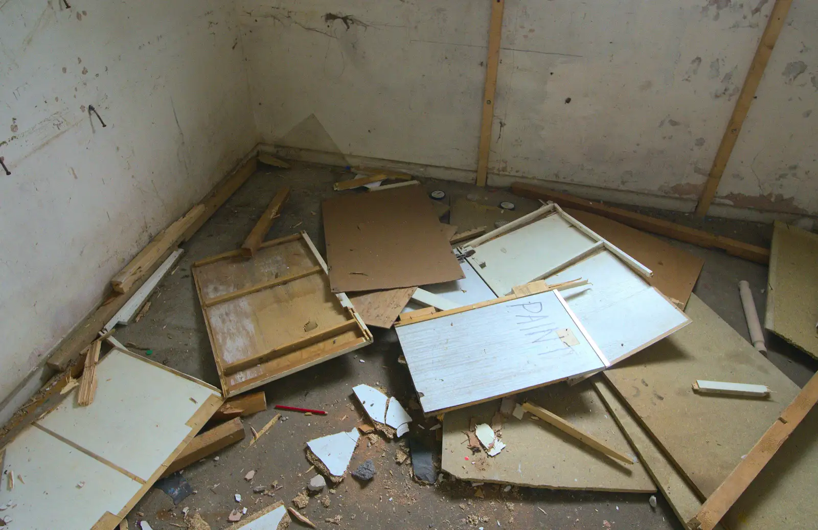 The remains of the store room, from Demolishing The 1st Eye Scout Hut, Wellington Road, Eye, Suffolk - 11th May 2013