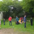 A crowd builds up by the fire, Demolishing The 1st Eye Scout Hut, Wellington Road, Eye, Suffolk - 11th May 2013