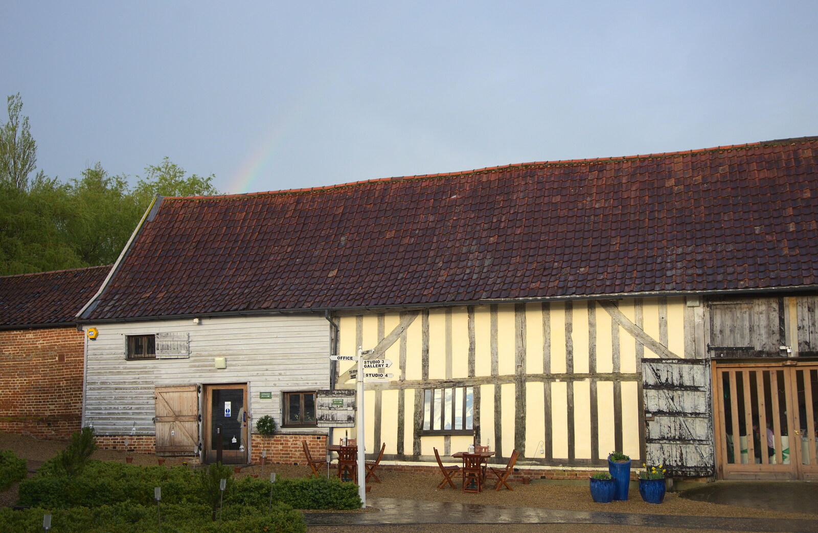 A faint rainbow over the barn from The BBs at Wingfield, and More Garage Destruction, Suffolk and London - 11th May 2013