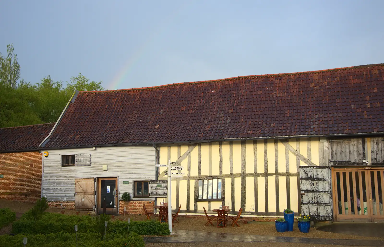 A faint rainbow over the barn, from The BBs at Wingfield, and More Garage Destruction, Suffolk and London - 11th May 2013