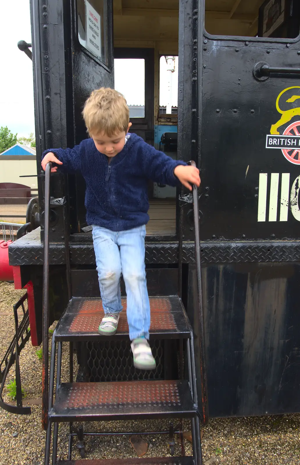 Fred climbs down from Mavis, from A Day at Bressingham Steam and Gardens, Diss, Norfolk - 18th May 2013