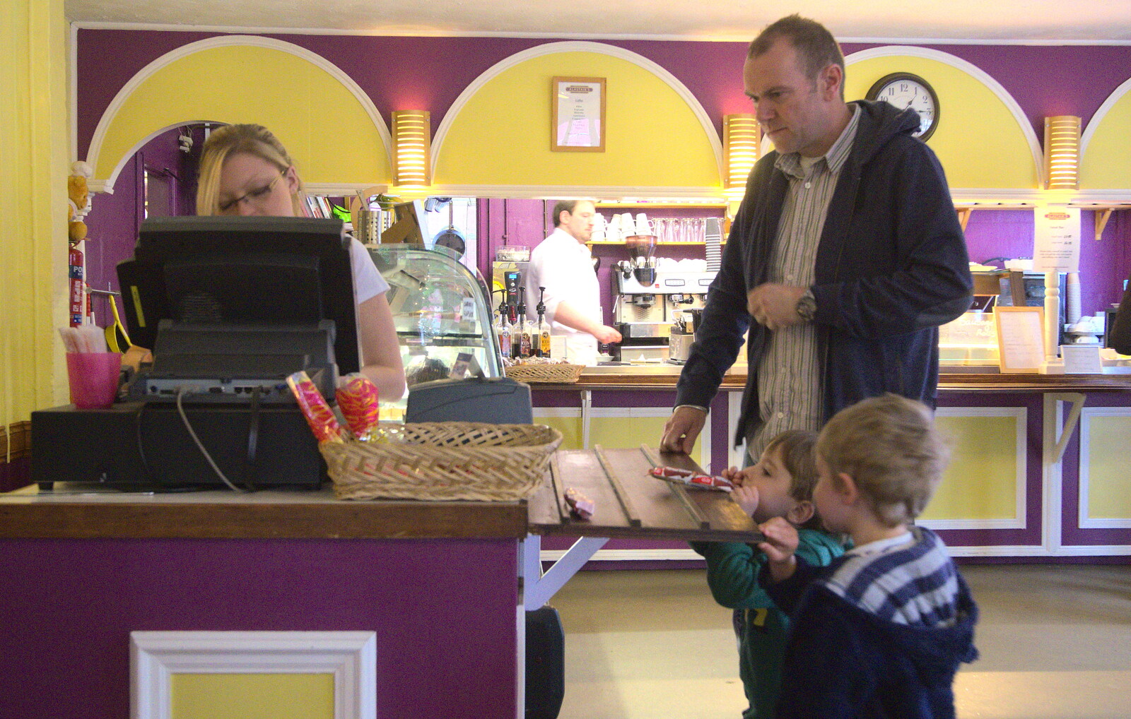 Kaine and Fred buy more snacks from A Day at Bressingham Steam and Gardens, Diss, Norfolk - 18th May 2013