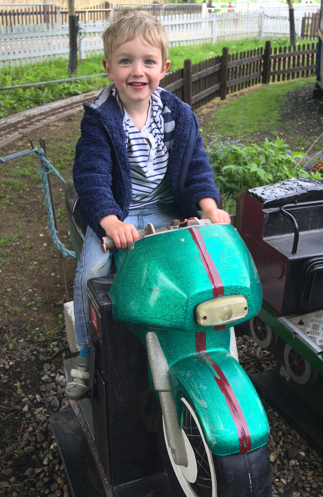 Fred's on a motorobike from A Day at Bressingham Steam and Gardens, Diss, Norfolk - 18th May 2013