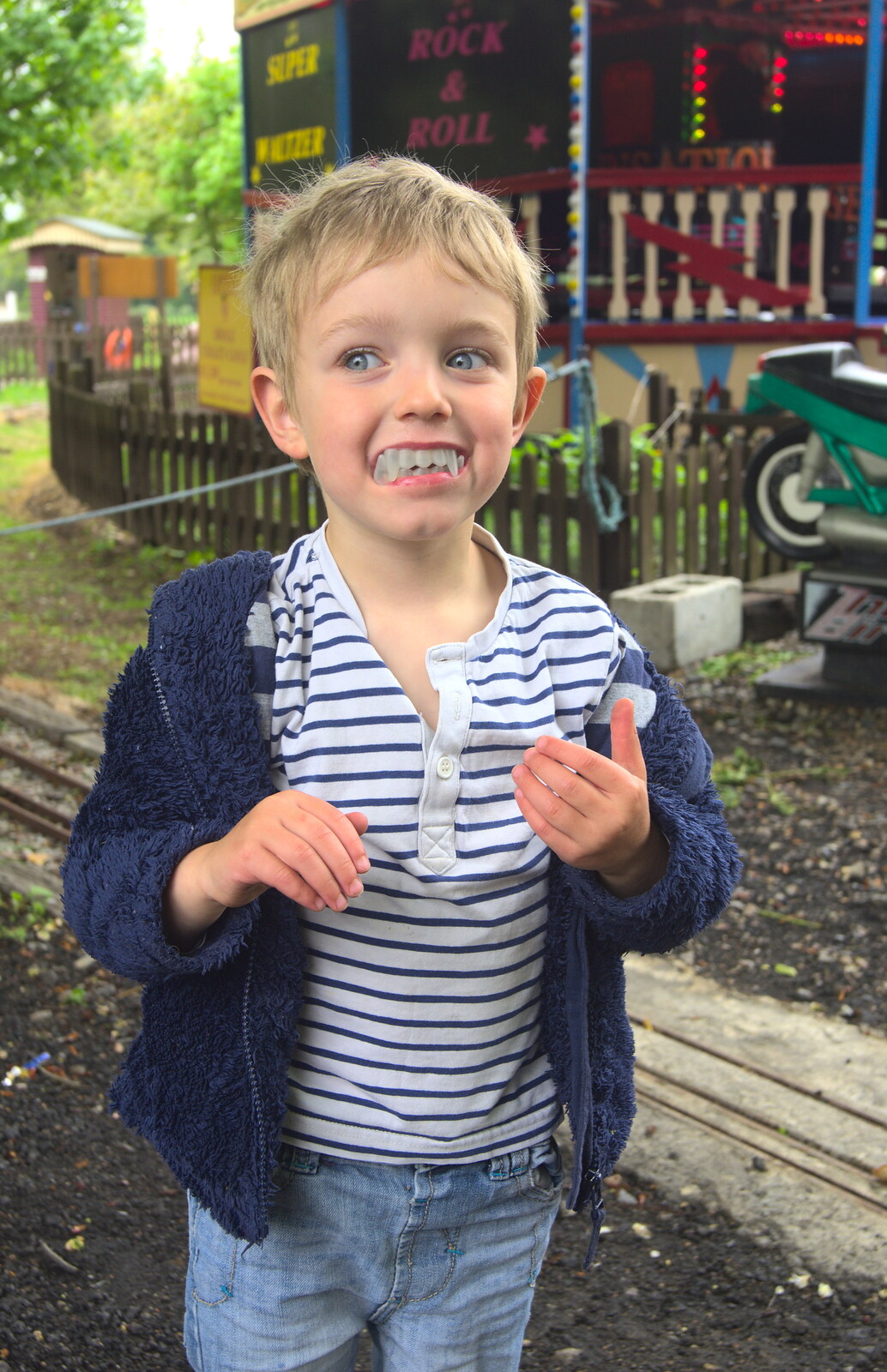 Fred models his new Dracula teeth from A Day at Bressingham Steam and Gardens, Diss, Norfolk - 18th May 2013