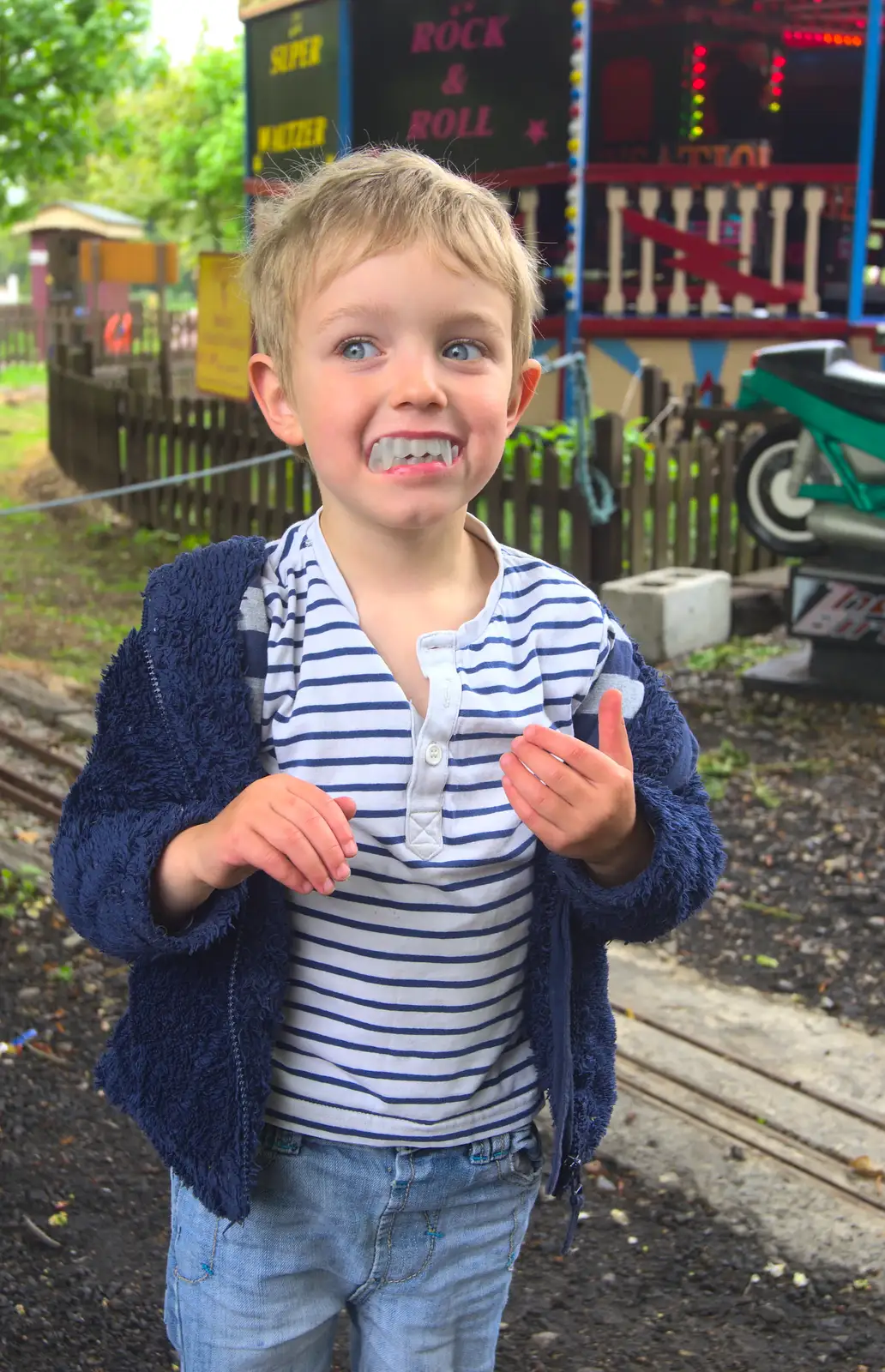 Fred models his new Dracula teeth, from A Day at Bressingham Steam and Gardens, Diss, Norfolk - 18th May 2013