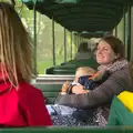 Isobel and Baby Gabey on the train, A Day at Bressingham Steam and Gardens, Diss, Norfolk - 18th May 2013