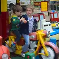 Kaine and Fred share a ride, A Day at Bressingham Steam and Gardens, Diss, Norfolk - 18th May 2013