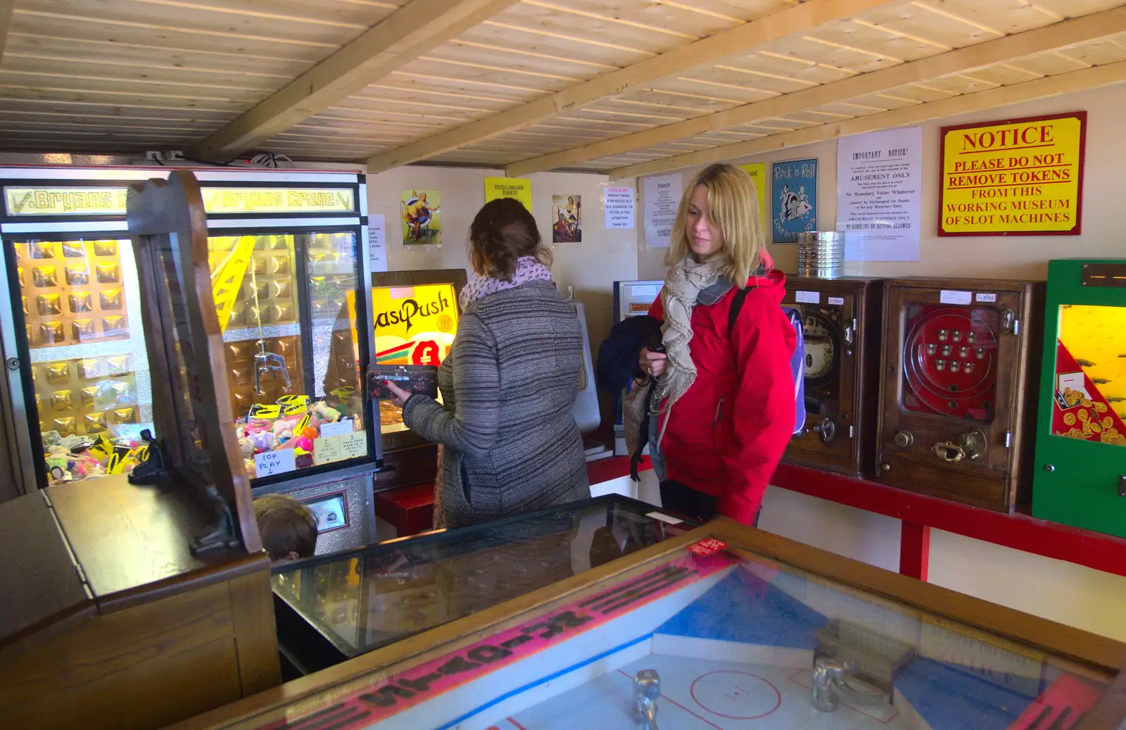 Isobel and Janet back in the arcade, from A Day at Bressingham Steam and Gardens, Diss, Norfolk - 18th May 2013