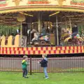 Kaine and Fred in front of the Gallopers, A Day at Bressingham Steam and Gardens, Diss, Norfolk - 18th May 2013