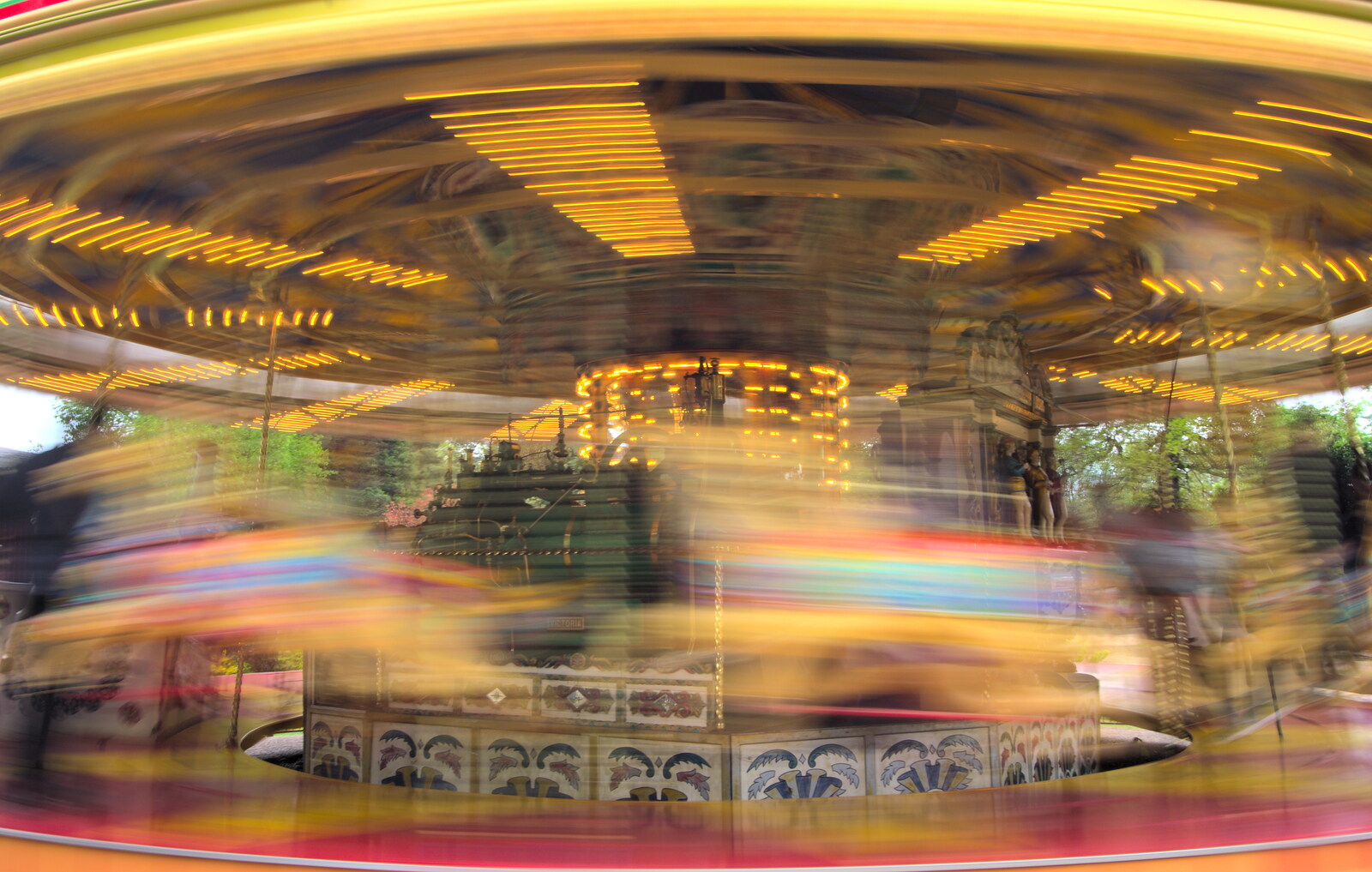 A blur of lights and wooden horses from A Day at Bressingham Steam and Gardens, Diss, Norfolk - 18th May 2013