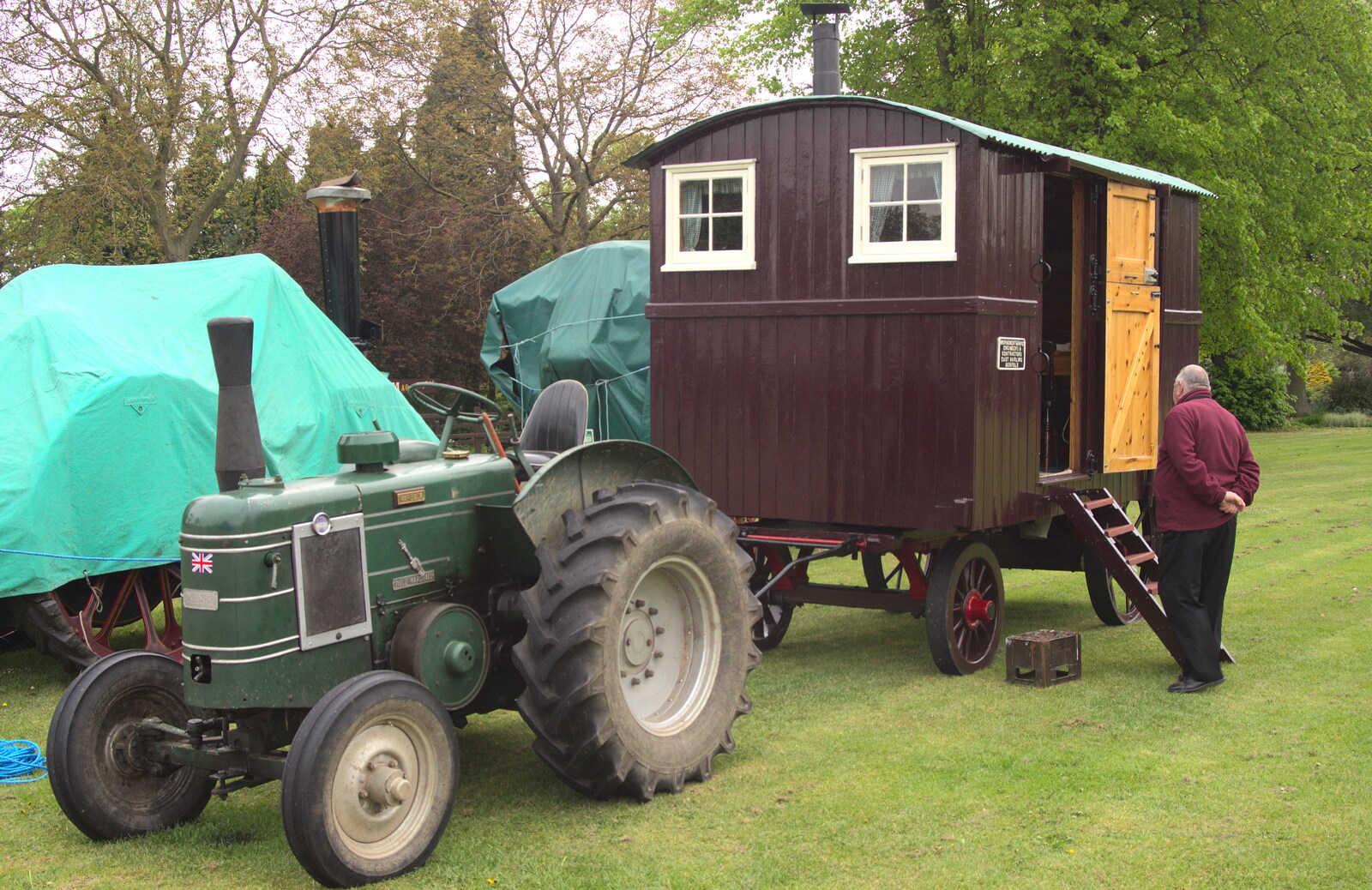 An old Field Marshall tractor and a house on wheels from A Day at Bressingham Steam and Gardens, Diss, Norfolk - 18th May 2013