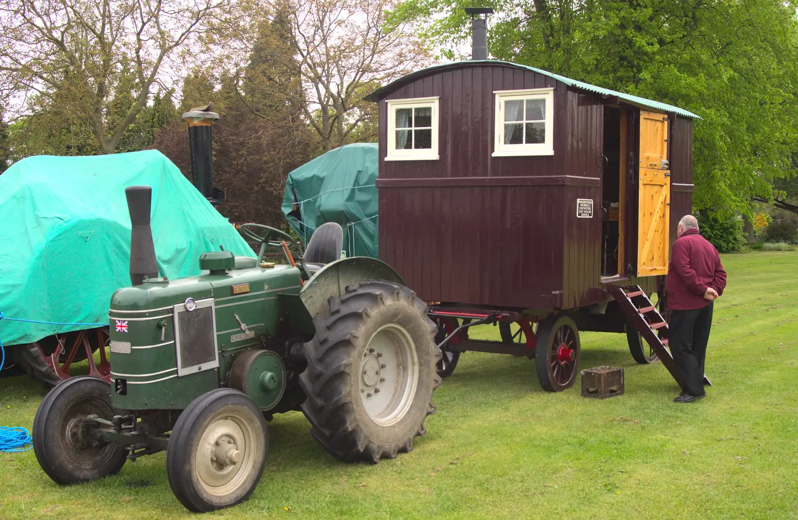 An old Field Marshall tractor and a house on wheels, from A Day at Bressingham Steam and Gardens, Diss, Norfolk - 18th May 2013