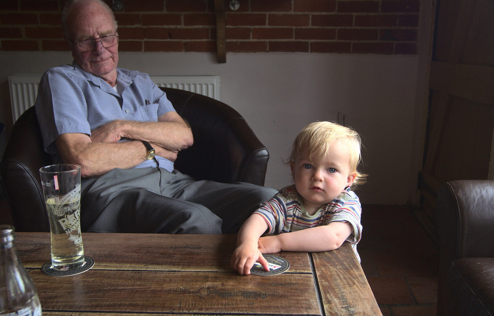 Grandad and Harry in the Cock Inn from The BBs: Jo and Rob at the Cock Inn, Fair Green, Diss, Norfolk - 19th May 2013