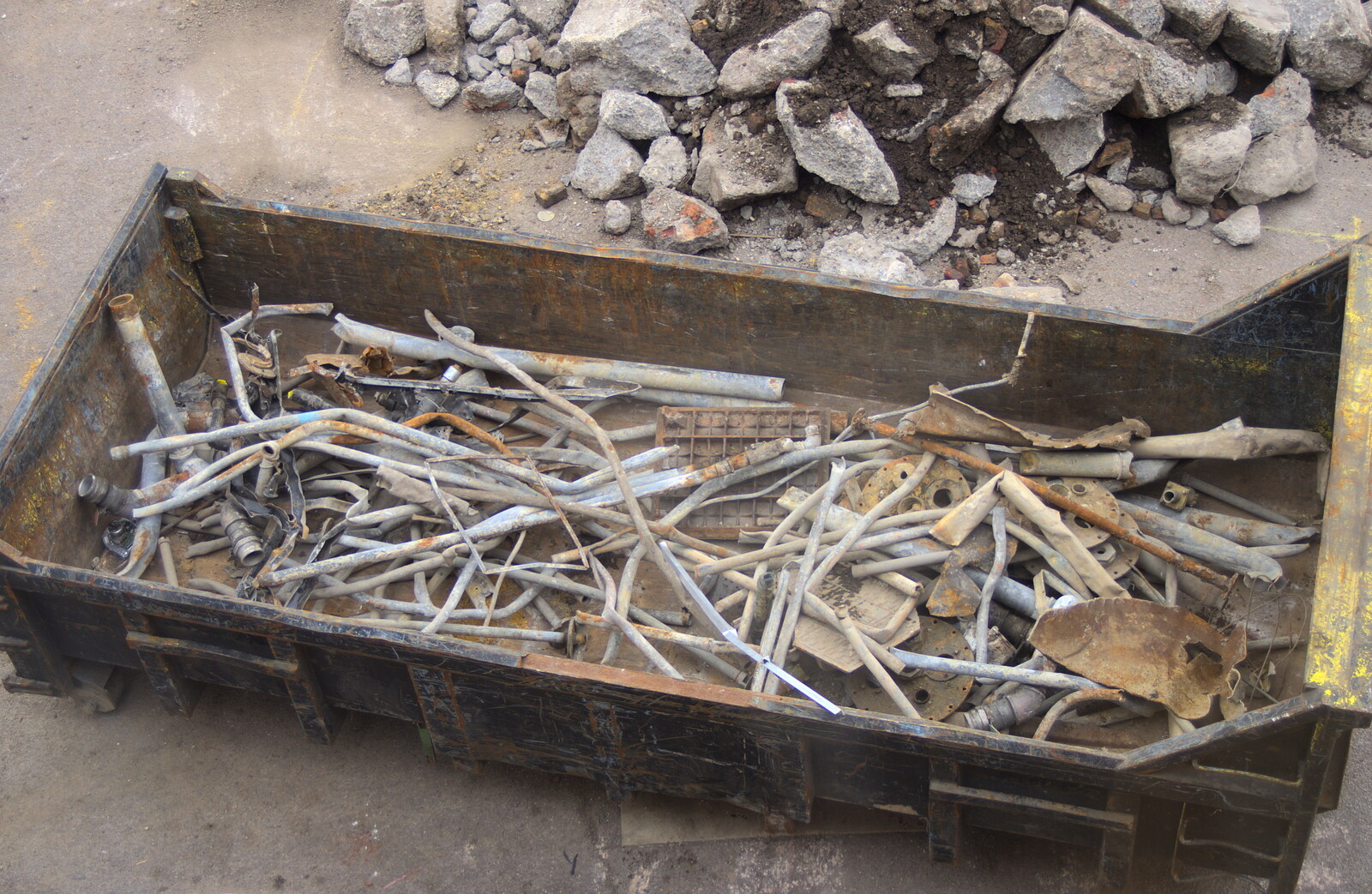 A skip is full of old fuel pipes from Tangmere at Norwich Station, Norwich, Norfolk - 25th May 2013