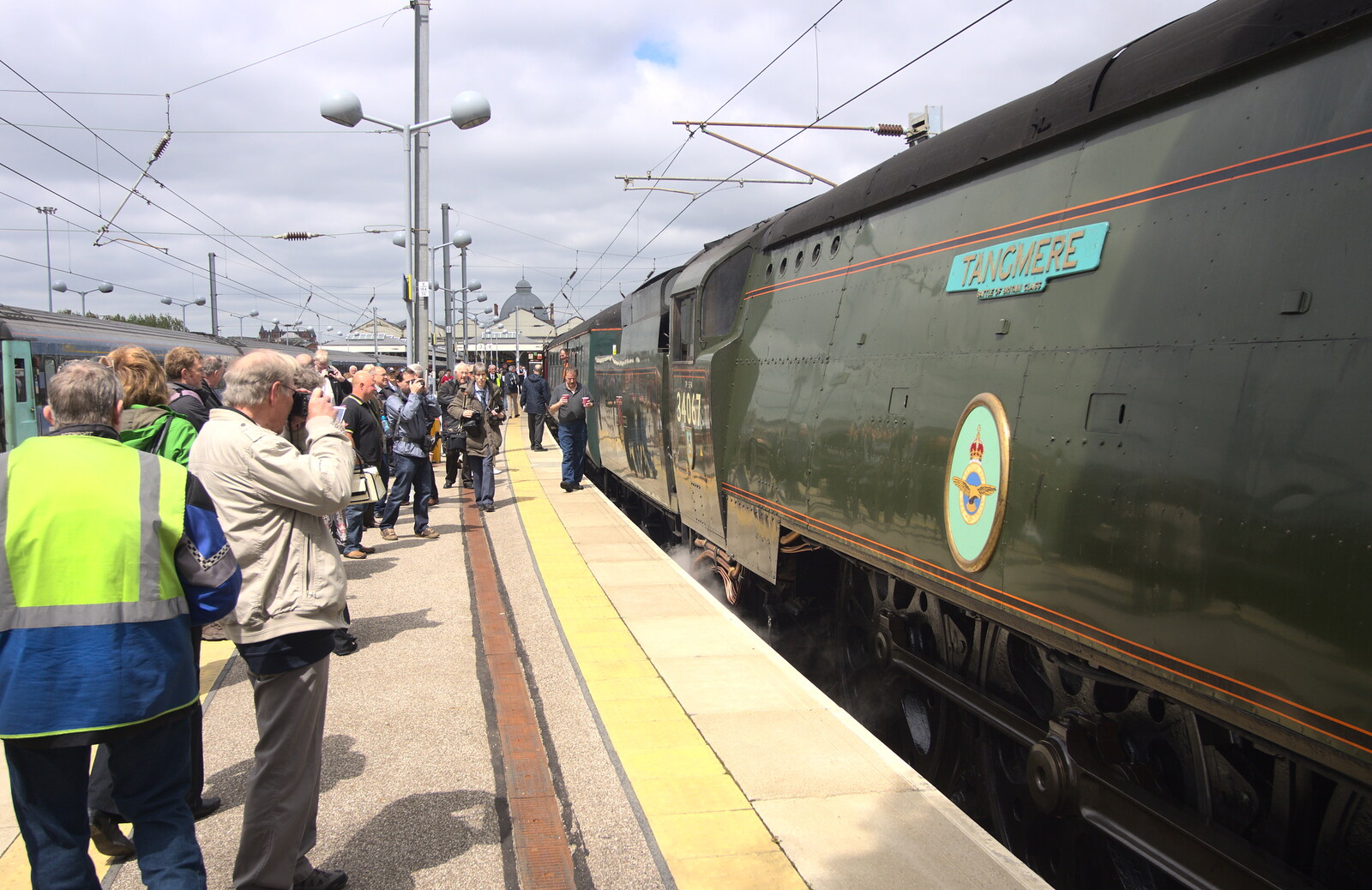 34067 Tangmere and its RAF crest from Tangmere at Norwich Station, Norwich, Norfolk - 25th May 2013