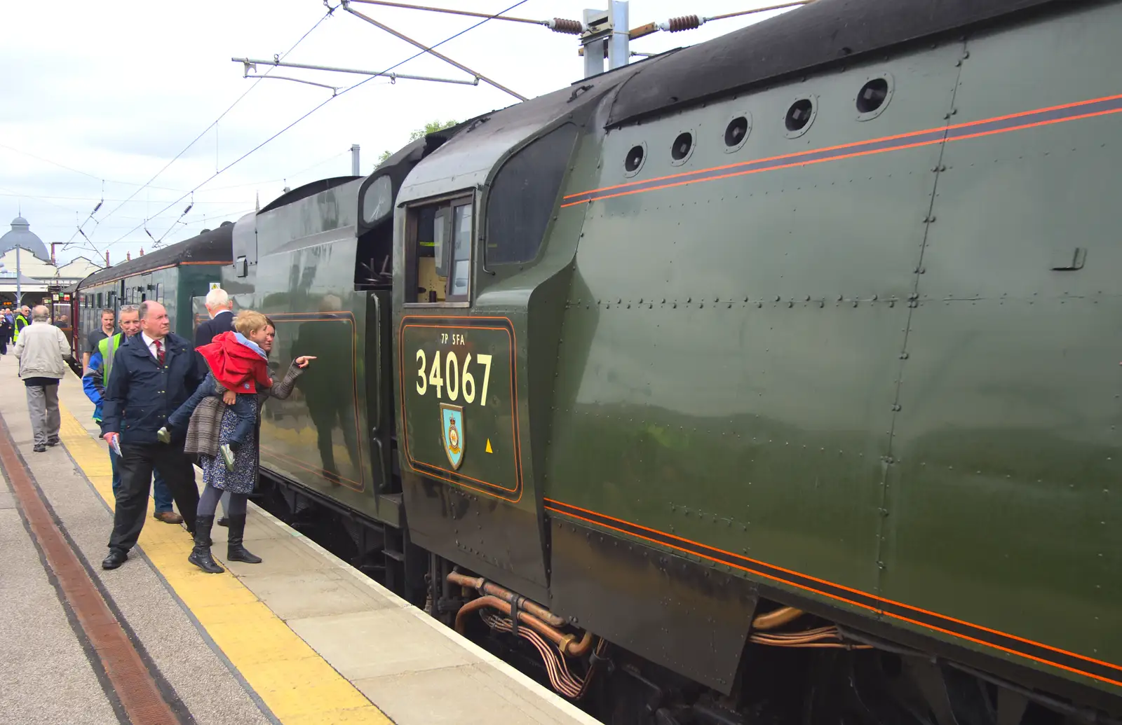 Isobel shows Fred the footplate, from Tangmere at Norwich Station, Norwich, Norfolk - 25th May 2013