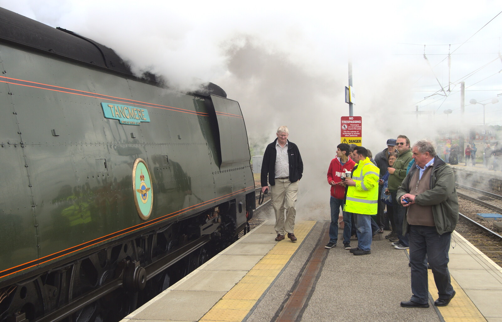 Steam and smoke swirls around from Tangmere at Norwich Station, Norwich, Norfolk - 25th May 2013