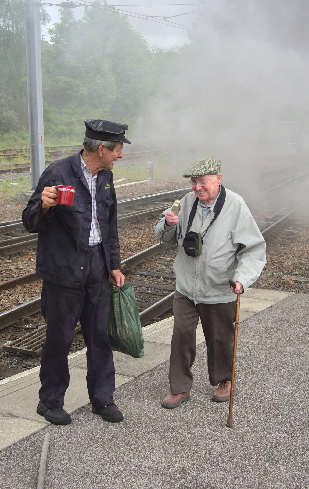 An old dude is reprimanded for trespassing from Tangmere at Norwich Station, Norwich, Norfolk - 25th May 2013