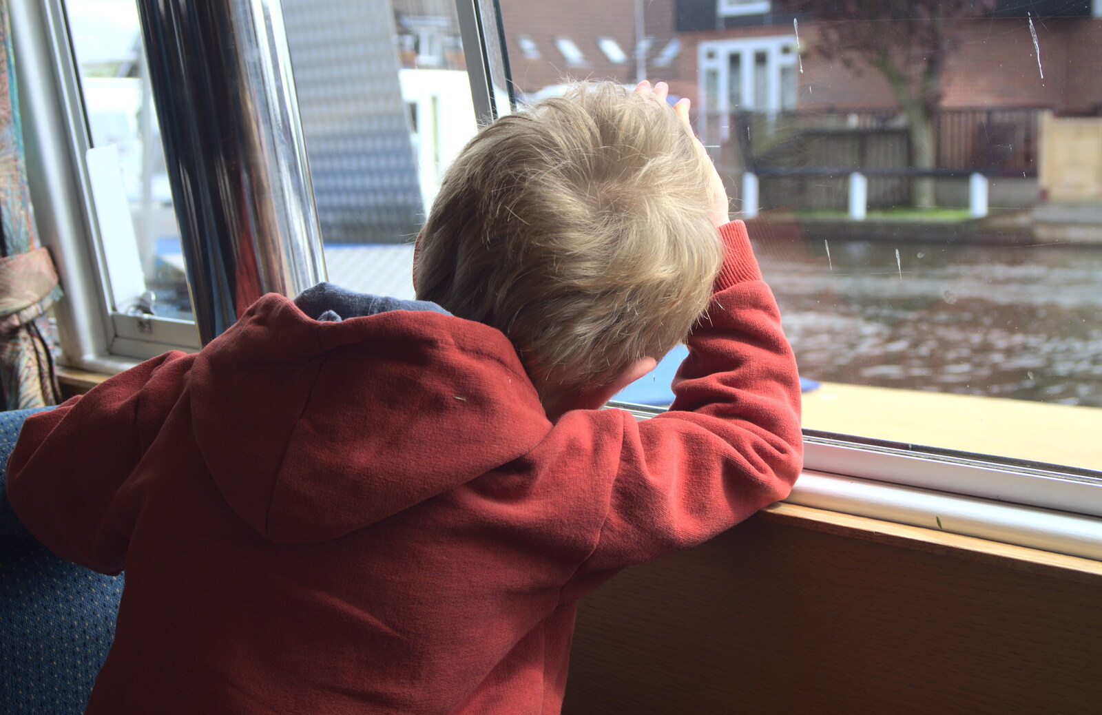 Fred looks out of the window from A Trip on the Norfolk Broads, Wroxham, Norfolk - 25th May 2013