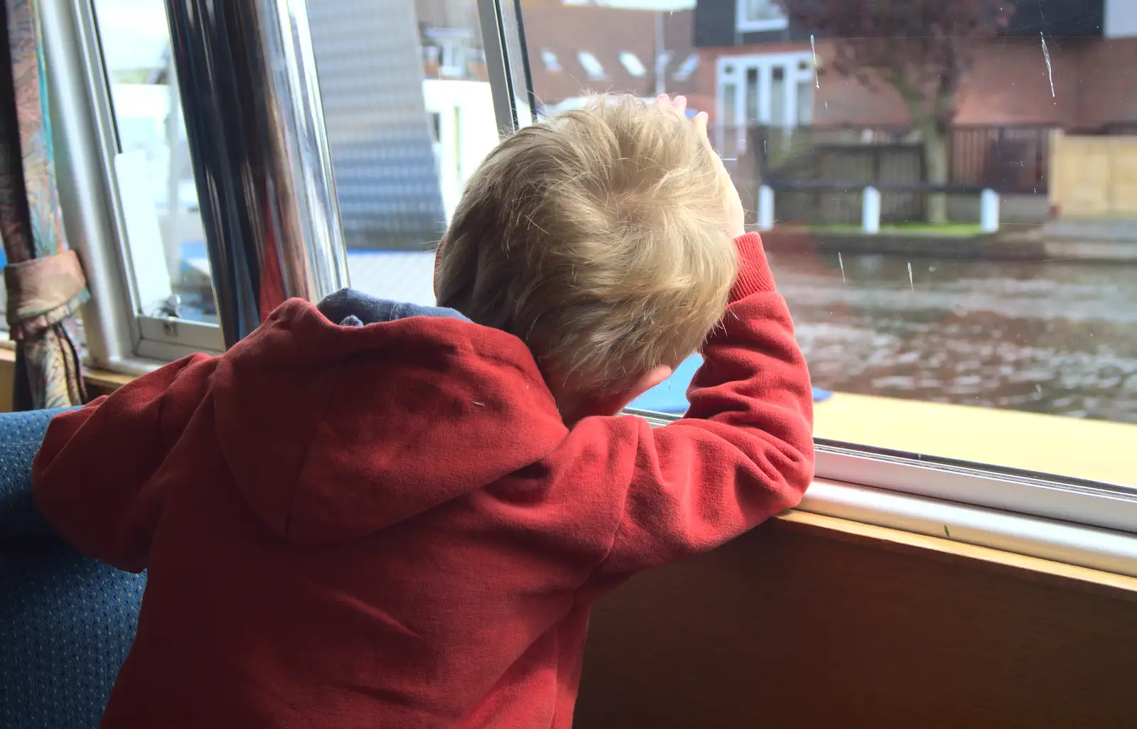 Fred looks out of the window, from A Trip on the Norfolk Broads, Wroxham, Norfolk - 25th May 2013