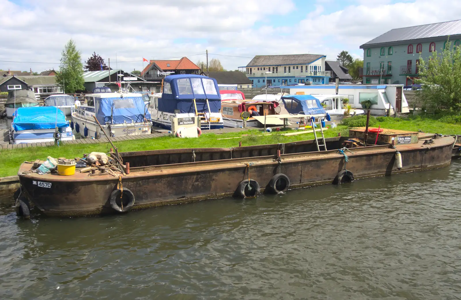 A rusting hulk on the riverbank, from A Trip on the Norfolk Broads, Wroxham, Norfolk - 25th May 2013