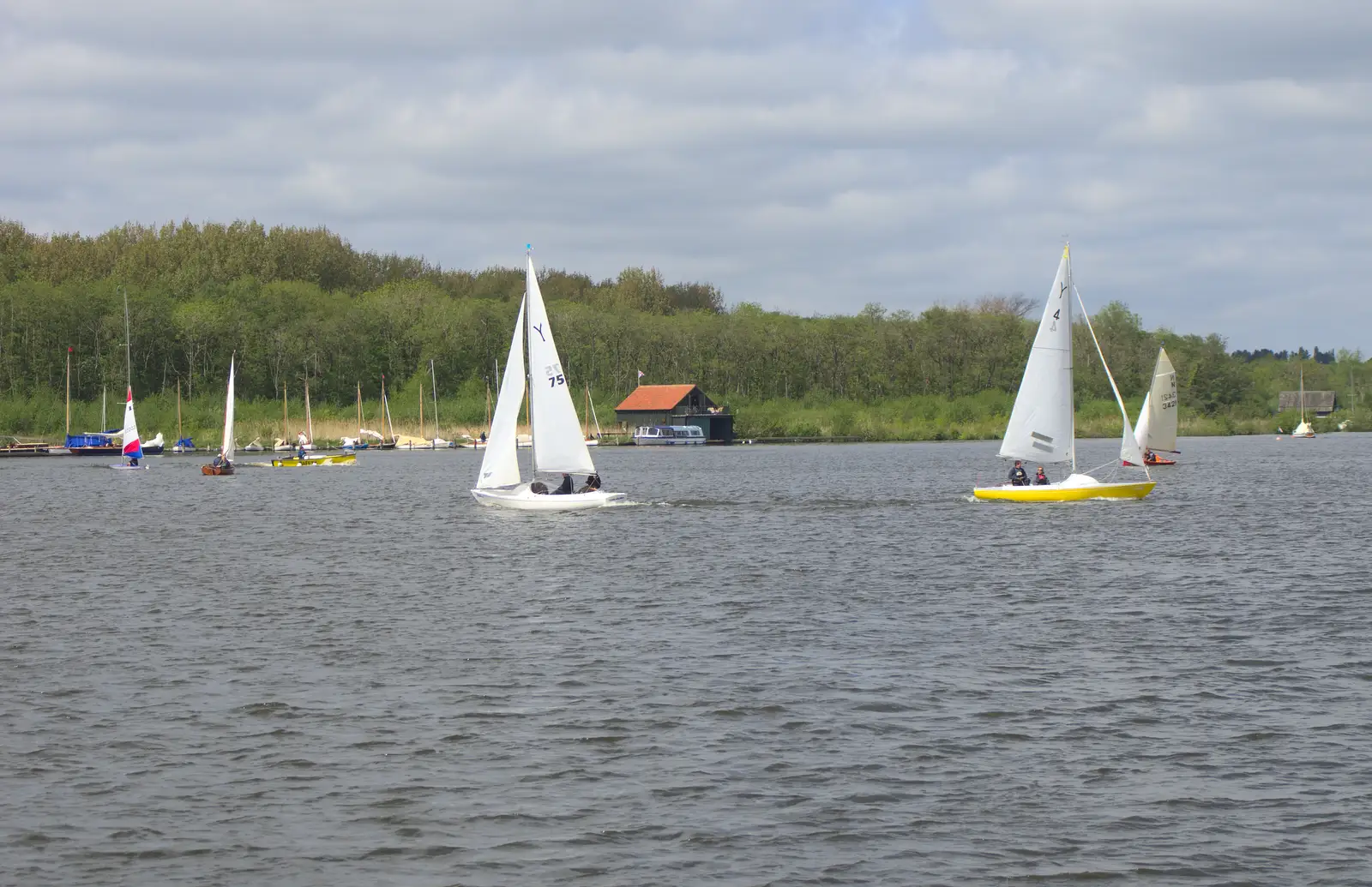 Dinghies scud about on Wroxham Broad, from A Trip on the Norfolk Broads, Wroxham, Norfolk - 25th May 2013