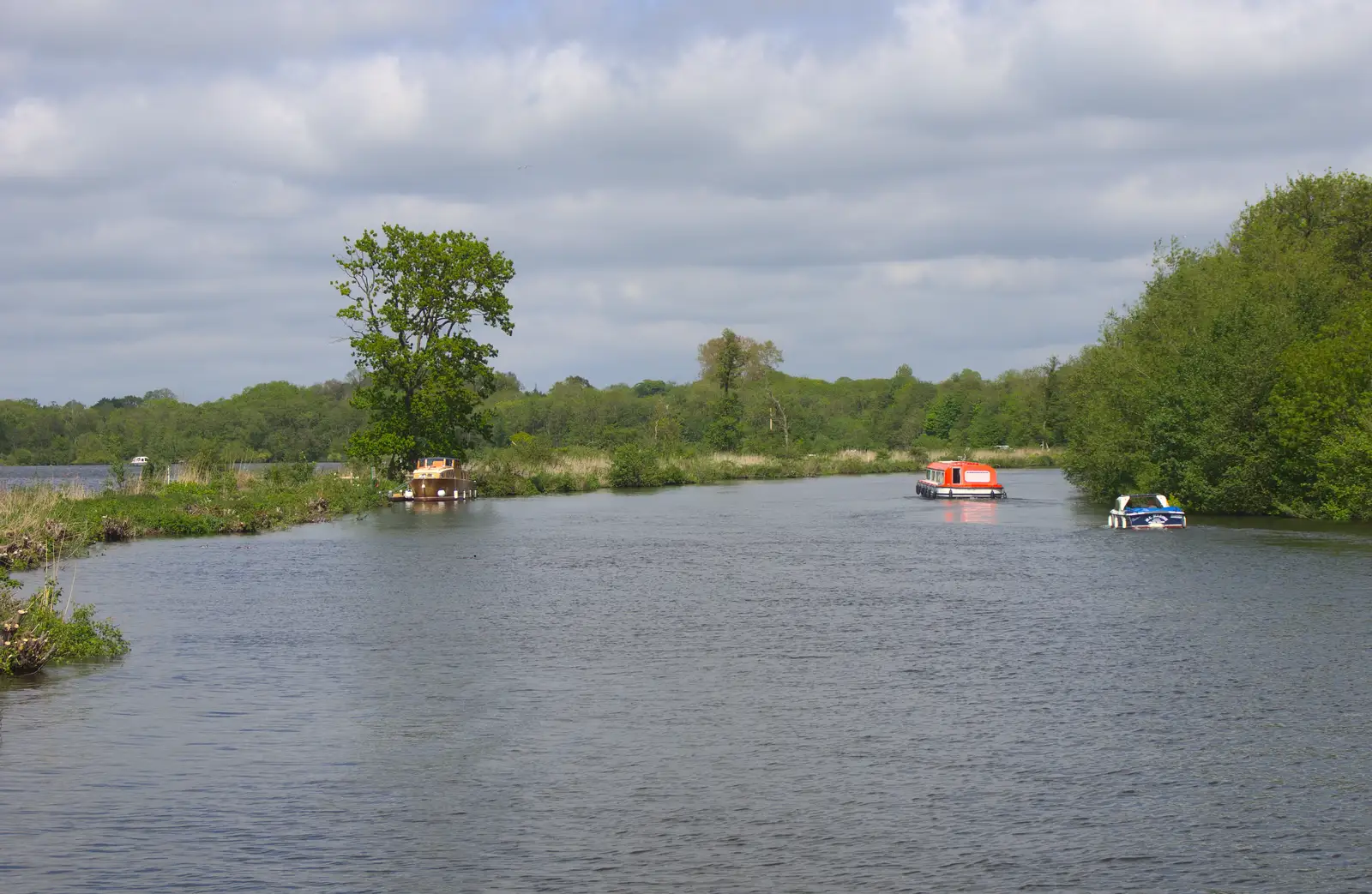 Looking back up the River Bure towards Wroxham, from A Trip on the Norfolk Broads, Wroxham, Norfolk - 25th May 2013