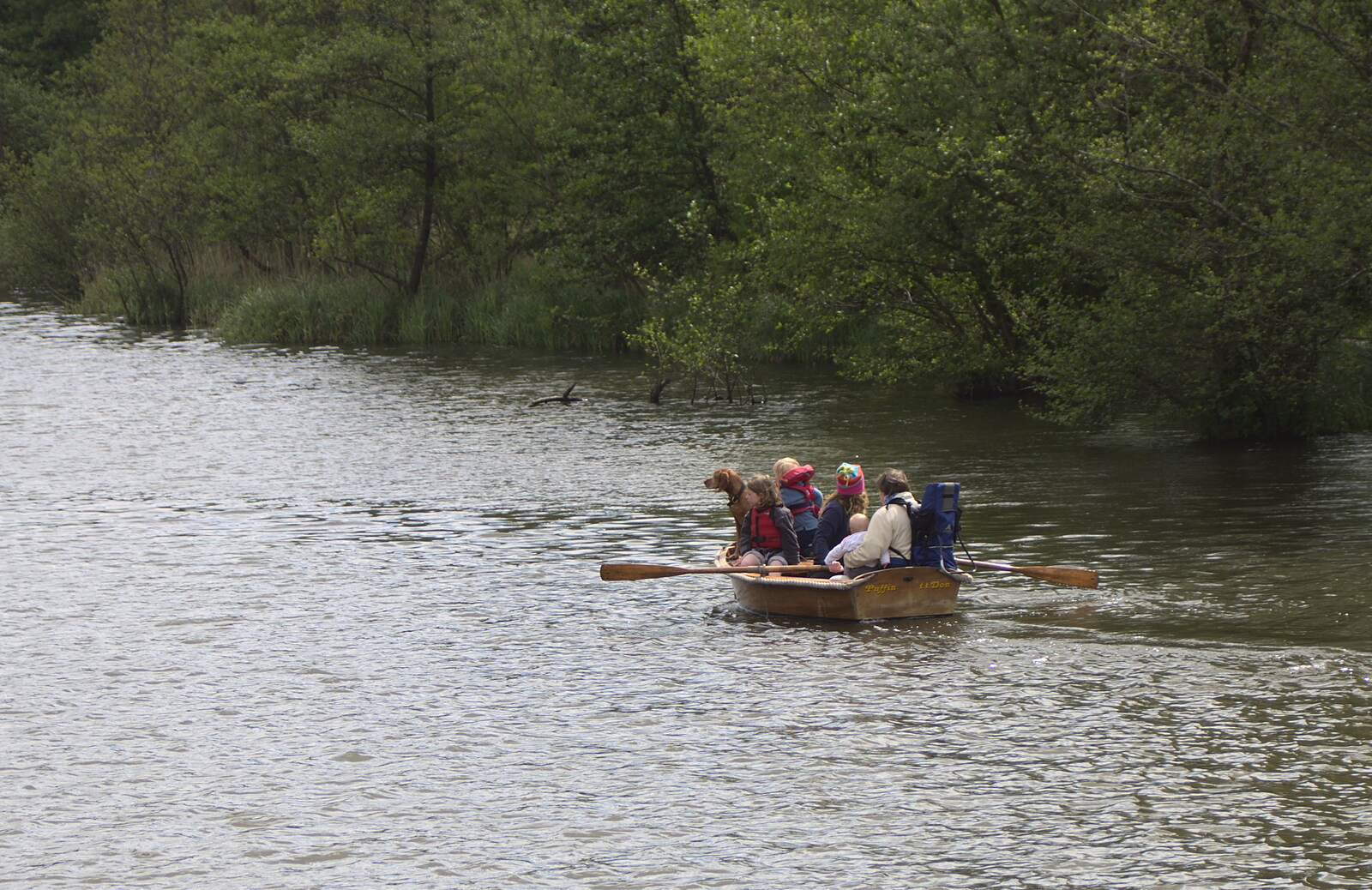 An overloaded dinghy, heading off to sea maybe from A Trip on the Norfolk Broads, Wroxham, Norfolk - 25th May 2013