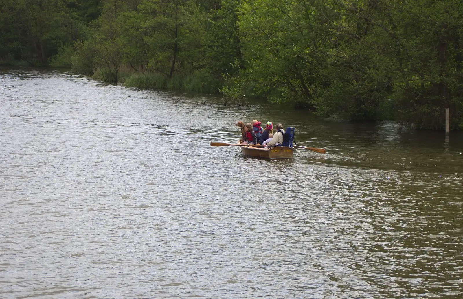 An overloaded dinghy, heading off to sea maybe, from A Trip on the Norfolk Broads, Wroxham, Norfolk - 25th May 2013