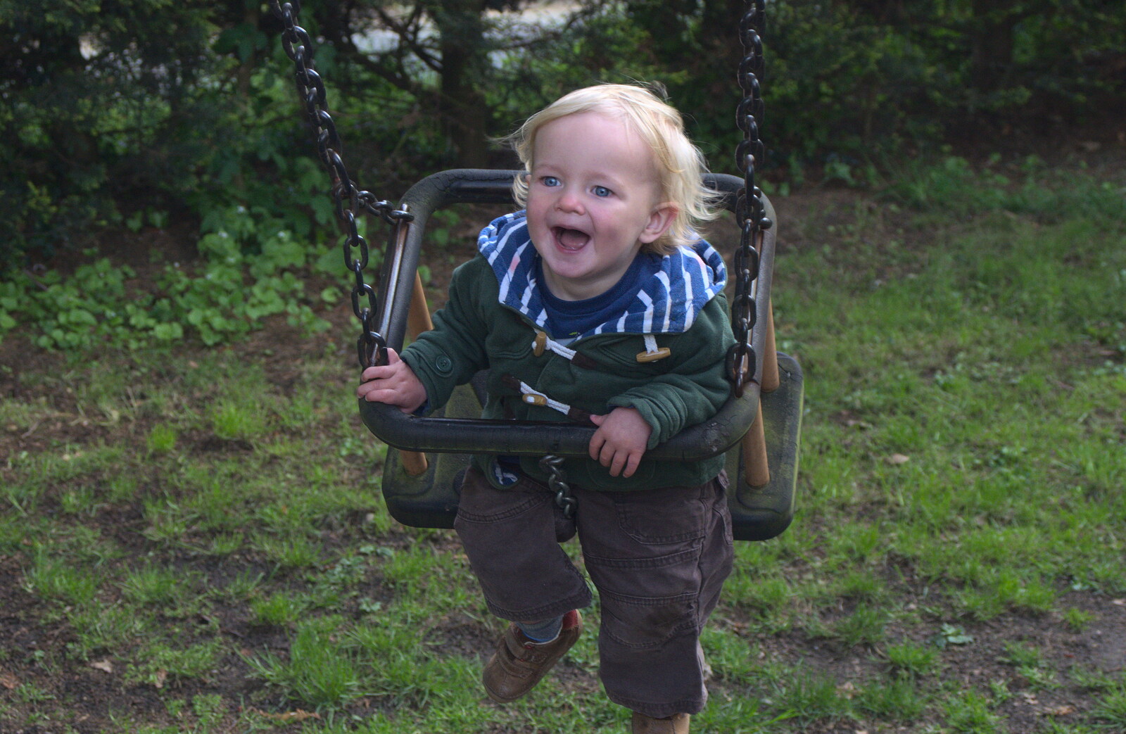 Harry's enjoying the swings from A Trip on the Norfolk Broads, Wroxham, Norfolk - 25th May 2013