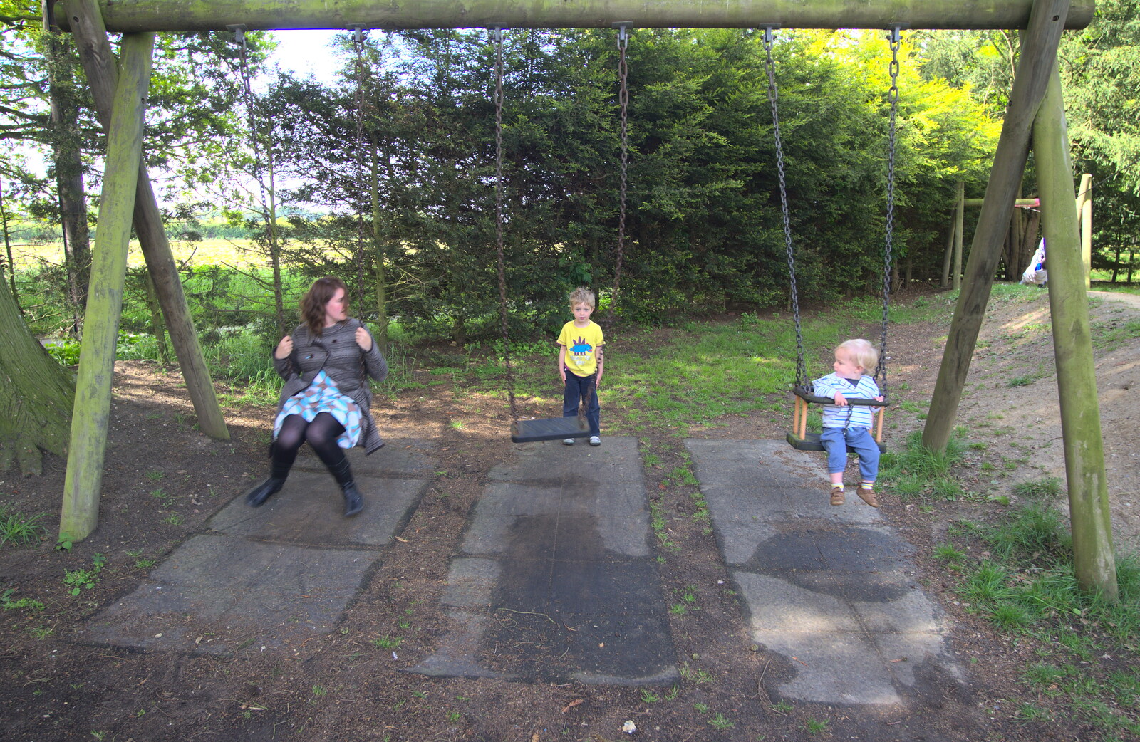 In the morning, Isobel and the boys go for a swing from The Bure Valley Railway, Aylsham, Norfolk - 26th May 2013