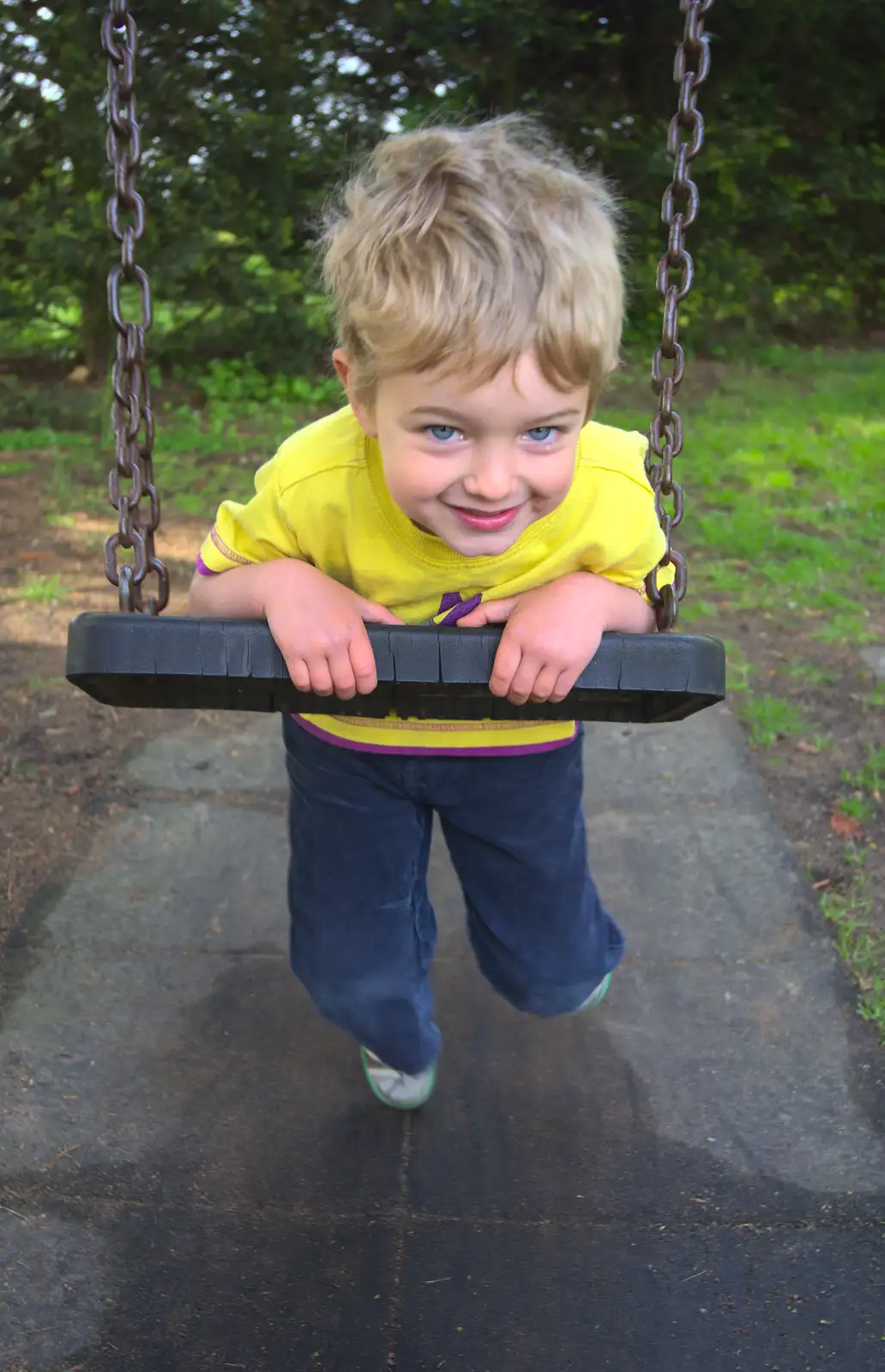 Fred has a swing too, from The Bure Valley Railway, Aylsham, Norfolk - 26th May 2013