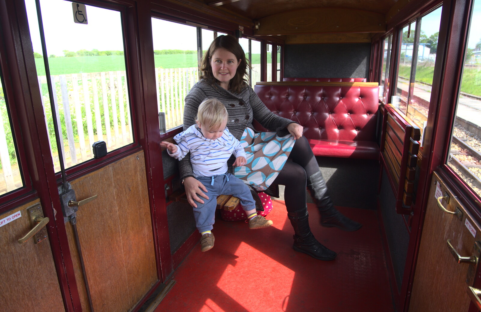 Harry and Isobel in the carriage from The Bure Valley Railway, Aylsham, Norfolk - 26th May 2013