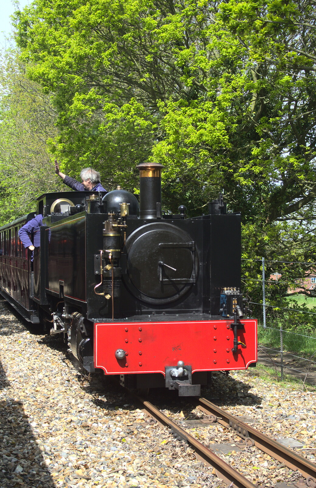 We pass the other train from The Bure Valley Railway, Aylsham, Norfolk - 26th May 2013