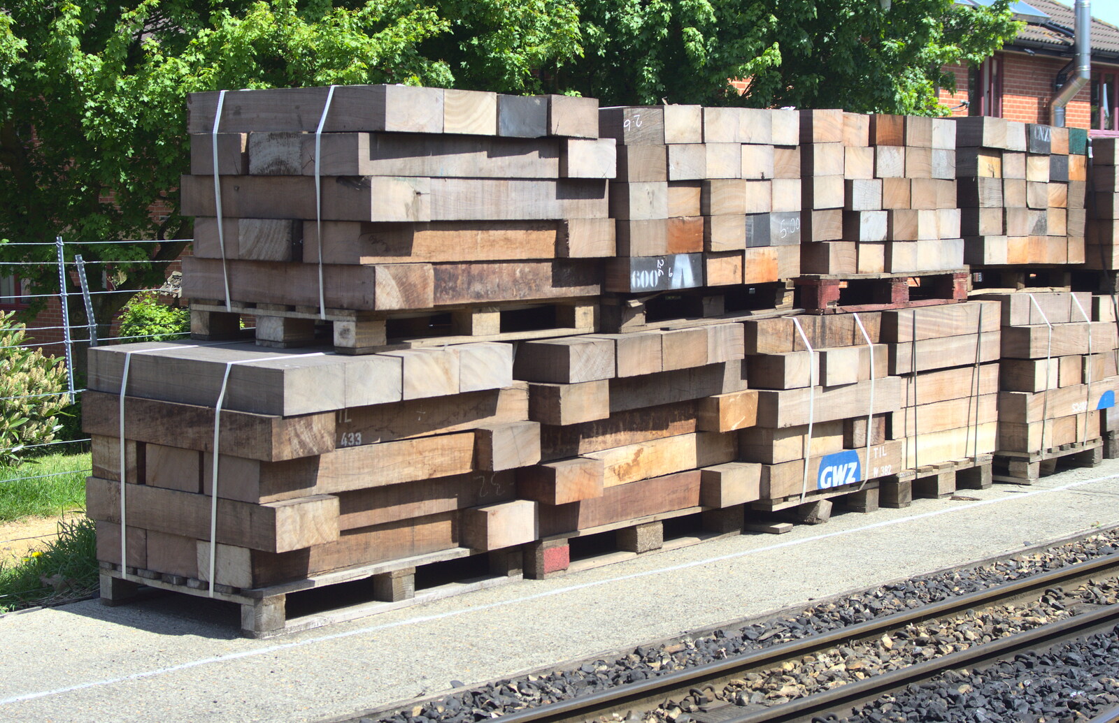 Stacks of nice new sleepers from The Bure Valley Railway, Aylsham, Norfolk - 26th May 2013