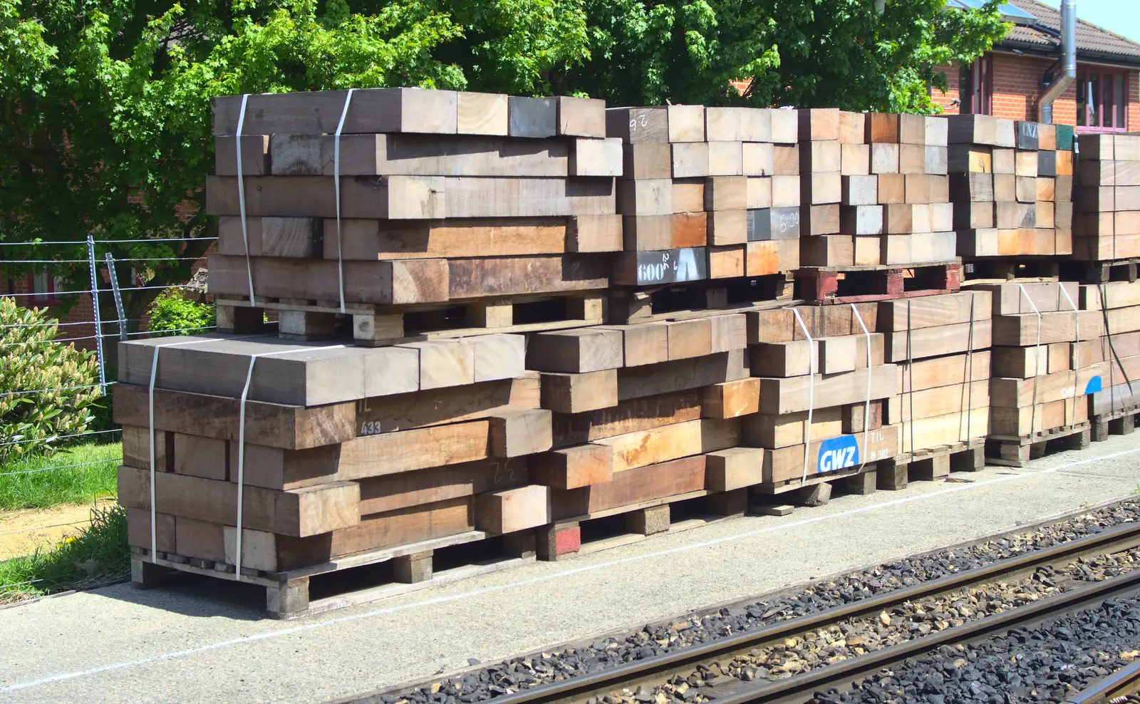 Stacks of nice new sleepers, from The Bure Valley Railway, Aylsham, Norfolk - 26th May 2013