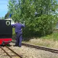 Some dude leans on an engine, The Bure Valley Railway, Aylsham, Norfolk - 26th May 2013