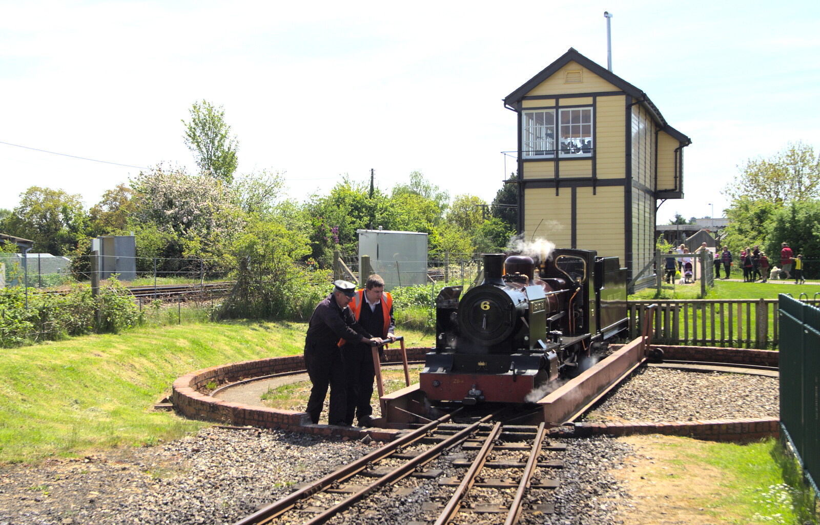 The engine spins on a turntable from The Bure Valley Railway, Aylsham, Norfolk - 26th May 2013