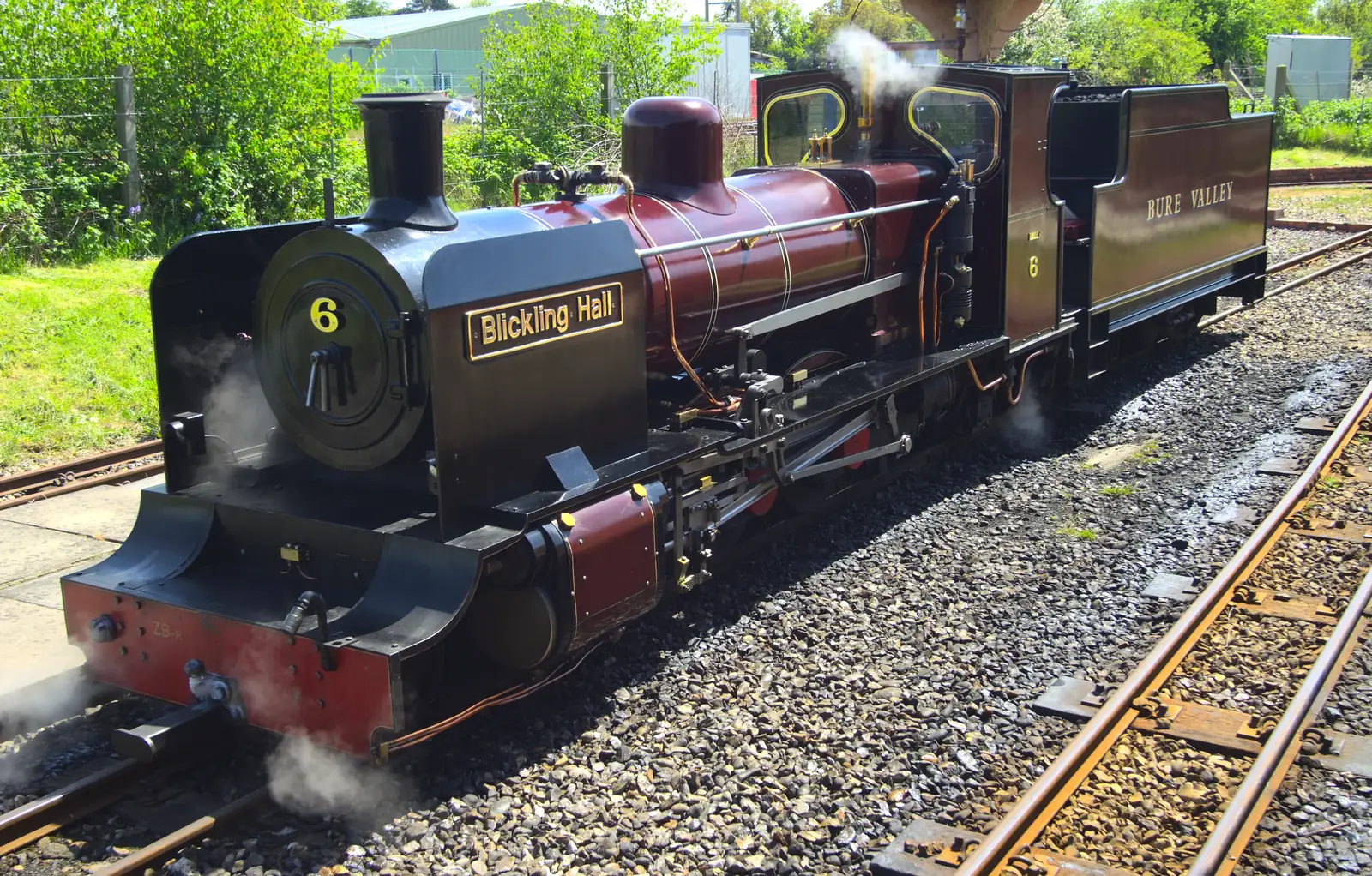 The engine 'Blickling Hall', back at Wroxham, from The Bure Valley Railway, Aylsham, Norfolk - 26th May 2013