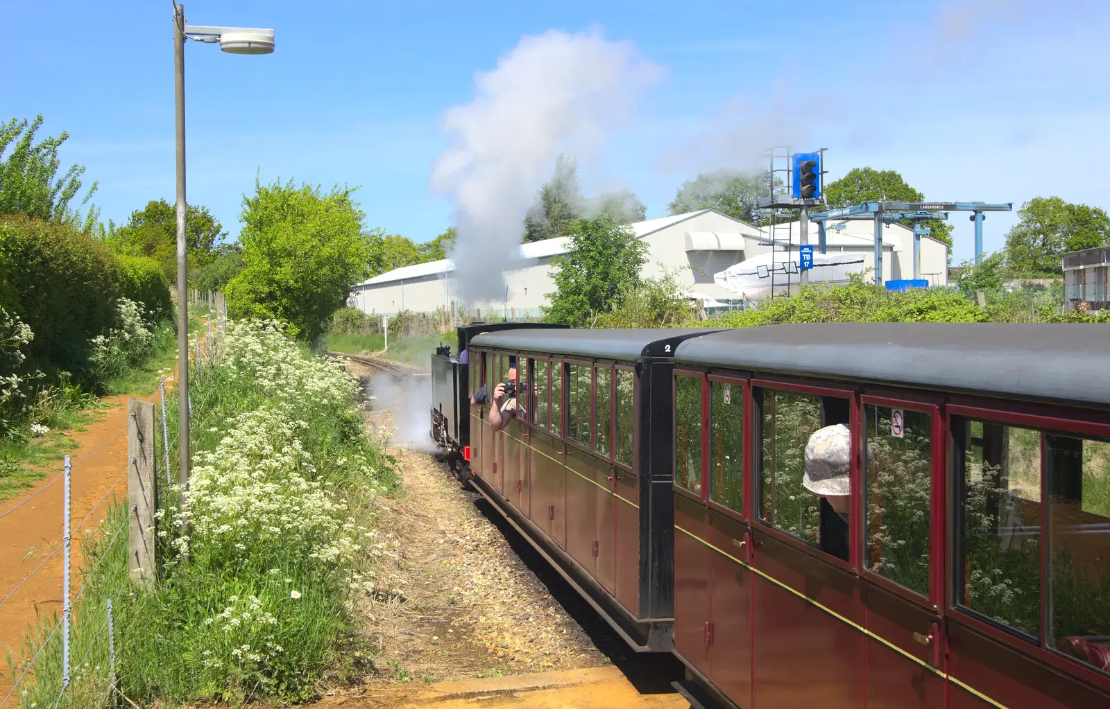 The train steams off on another trip, from The Bure Valley Railway, Aylsham, Norfolk - 26th May 2013