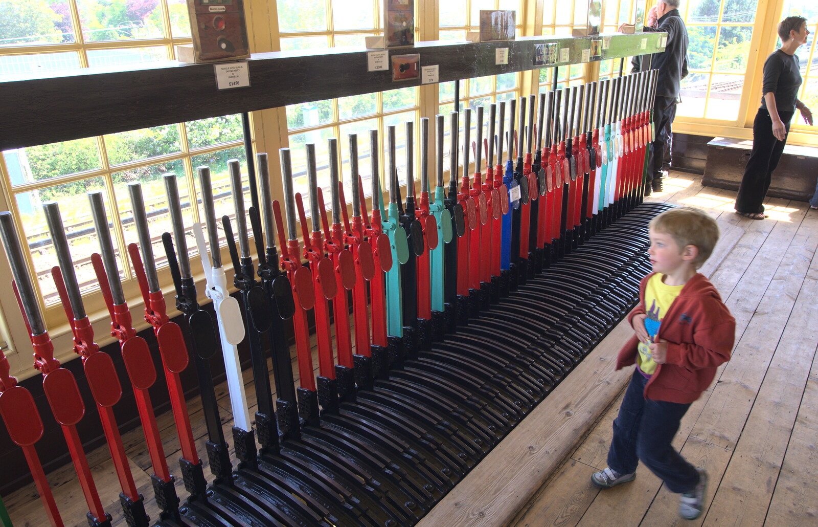 Fred looks at signal levers from The Bure Valley Railway, Aylsham, Norfolk - 26th May 2013