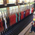 Fred looks at signal levers, The Bure Valley Railway, Aylsham, Norfolk - 26th May 2013
