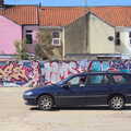 The car sits by Graffiti Wall, The Dereliction of HMSO, Botolph Street, Norwich - 26th May 2013