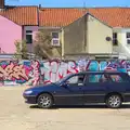 The car sits by Graffiti Wall, The Dereliction of HMSO, Botolph Street, Norwich - 26th May 2013